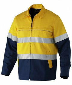 KingGee Mens Reflective Spliced Drill Jacket Cotton Flannel Work Safety K55905- Bannav S Bannav LLC 