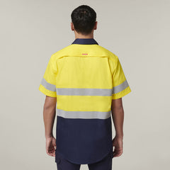 Hard Yakka Mens Short Sleeve HI Vis Reflective 2 Tone Taped Vented Shirt Y07754- Bannav S Bannav LLC 