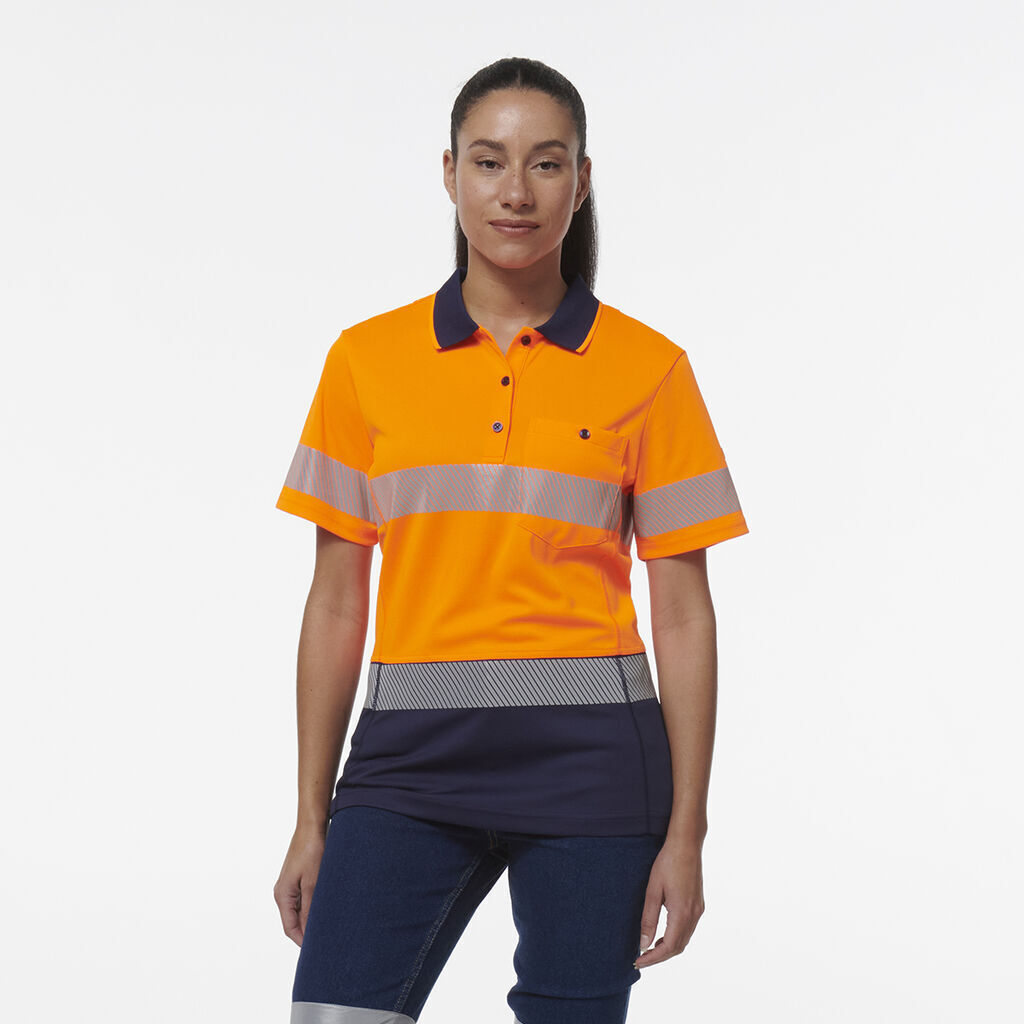 KingGee Womens Workcool Hyperfreeze Spliced Polo With Segmented Tape K44224- Bannav S Bannav LLC 