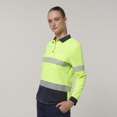 Hard Yakka Safety Work Womens Long Sleeve HI VIS Taped Polo Y08604- Bannav S Bannav LLC 