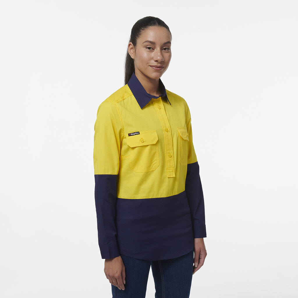 KingGee Womens Workcool Vented Closed Front Spliced Two Toned Shirt K44211- Bannav S Bannav LLC 