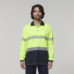 Hard Yakka Mens Safety Work Long Sleeve HI VIS Taped Polo Y19619- Bannav S Bannav LLC 