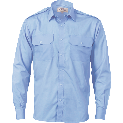 DNC Workwear Mens Epaulette Polyester Cotton Work Shirt Long Sleeve Casual 3214- Bannav S Bannav LLC 
