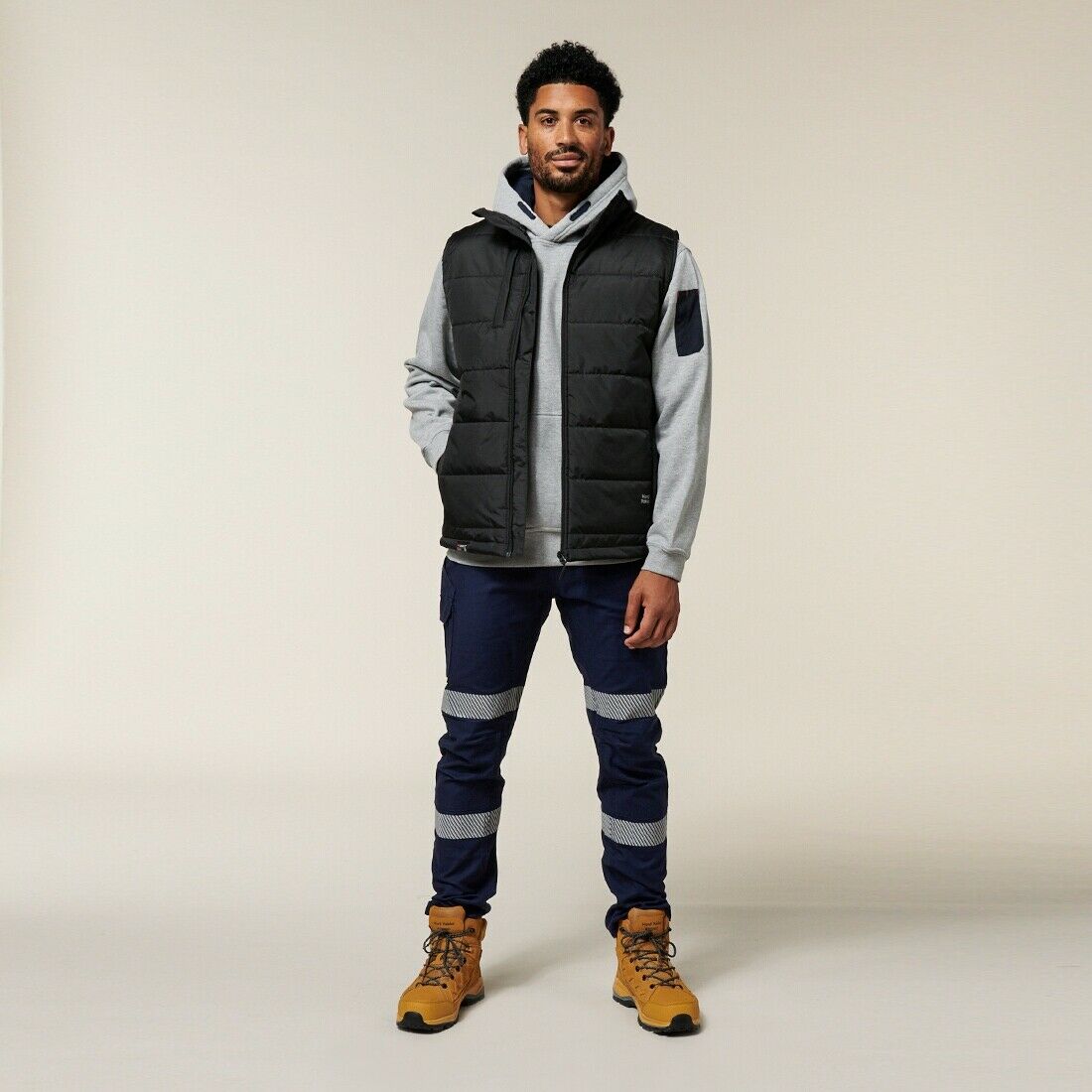 Hard Yakka Mens Puffa 2.0 Vest Water Repellent Insulated High Collar Warm Y21418- Bannav S Bannav LLC 