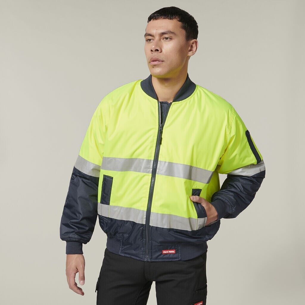 Hard Yakka Mens 4 Pack Core Hi Vis 2 Tone Taped Waterproof Bomber Jacket Y06675- Bannav S Bannav LLC 