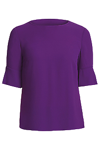 NNT Womens Fluted Sleeve Top Classic Fit round Neck Blouse CATU5T- Bannav S Bannav LLC 