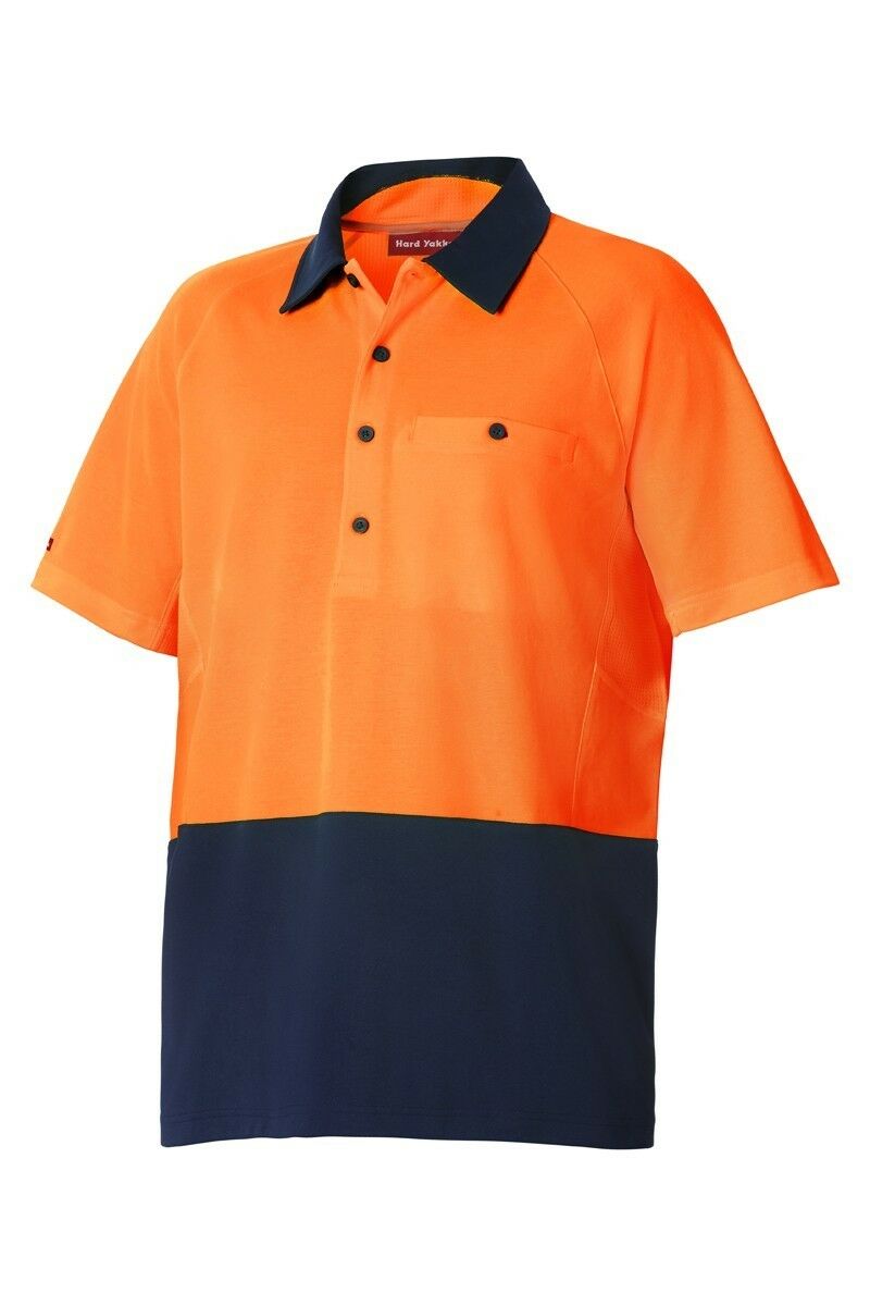 Mens Hard Yakka Koolgear Hi-Vis 2 Toned Short Sleeve Work Polo Shirt Y11396- Bannav S Bannav LLC 