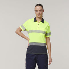 Hard Yakka Womens Safety Work Short Sleeve HI VIS Taped Polo Y08602- Bannav S Bannav LLC 