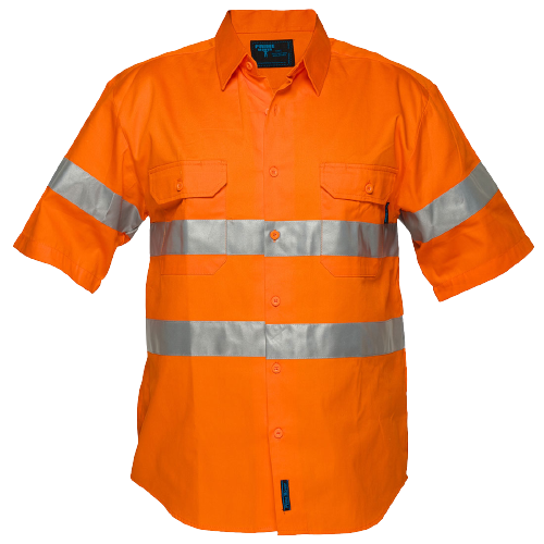 Portwest Hi-Vis Regular Weight Short Sleeve Shirt Tape Reflective Safety MA192- Bannav S Bannav LLC 