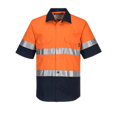 Portwest Hi-Vis Two Tone Lightweight Short Sleeve Shirt with Tape Safety MA802- Bannav S Bannav LLC 