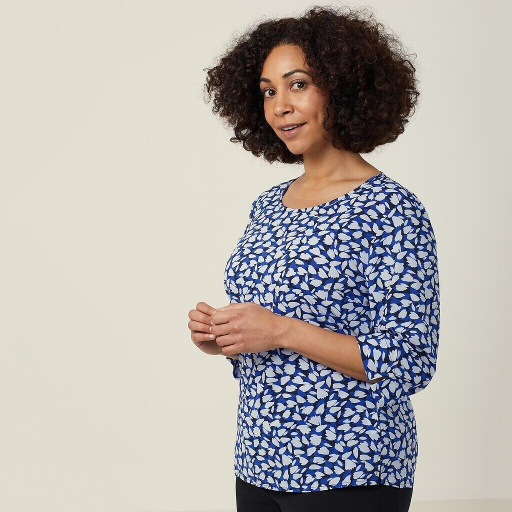 NNT Womens 2 Pack Antibacterial Petal Print Comfy Classic 3/4 Sleeve Top CATUFN- Bannav S Bannav LLC 