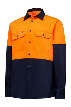 Work Hard Yakka Core Hi-Vis Work Shirt Strong Tough Farm Cotton Drill L/S Y04605- Bannav S Bannav LLC 