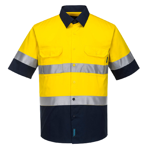 Portwest Hi-Vis Two Tone Lightweight Short Sleeve Shirt with Tape Safety MA802- Bannav S Bannav LLC 