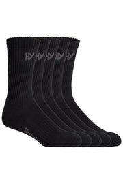 Hard Yakka Cotton Crew Work Socks 5 Pack Logo Athletic Padded Black Y20035- Bannav S Bannav LLC 