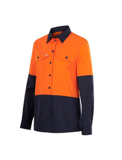 Hard Yakka Womens Long Sleeve HI Vis 2 Tone Reflective Vented Shirt Y08423- Bannav S Bannav LLC 