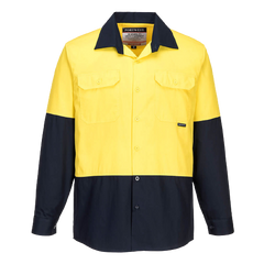 Portwest Hi-Vis Two Tone Lightweight Long Sleeve Shirt Reflective Safety MS801- Bannav S Bannav LLC 