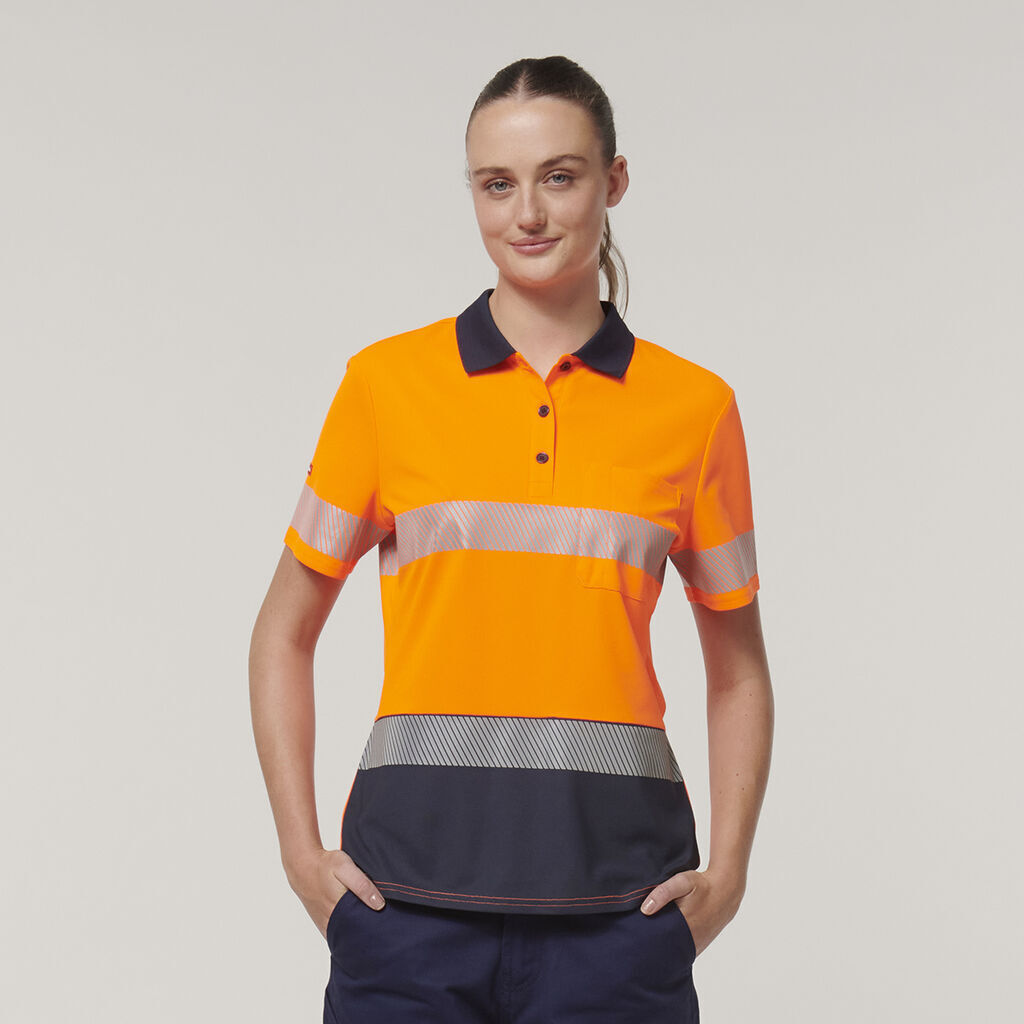 Hard Yakka Womens Safety Work Short Sleeve HI VIS Taped Polo Y08602- Bannav S Bannav LLC 