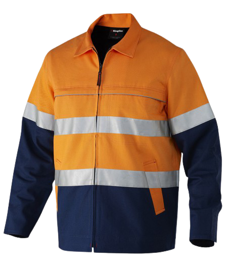 KingGee Mens Reflective Spliced Drill Jacket Cotton Flannel Work Safety K55905- Bannav S Bannav LLC 