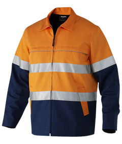 KingGee Mens Reflective Spliced Drill Jacket Cotton Flannel Work Safety K55905- Bannav S Bannav LLC 