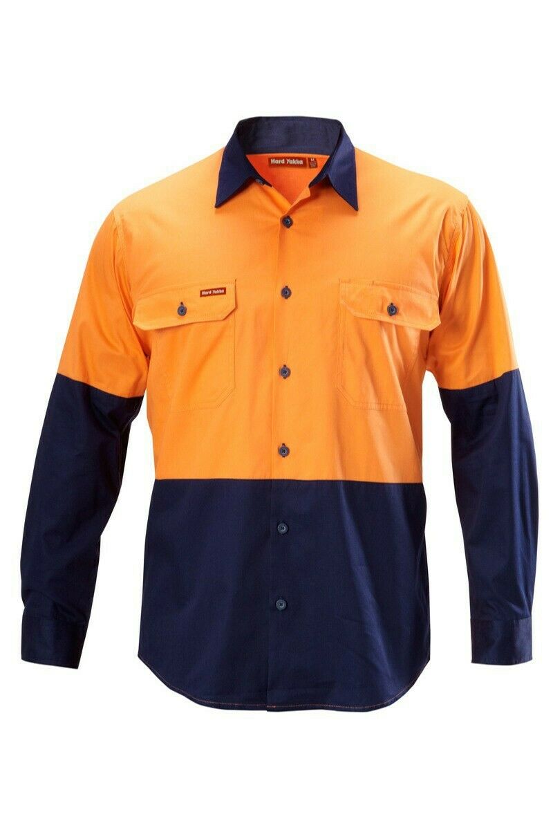 Hard Yakka Koolgear Hi-Vis Long Sleeve Work Shirt Vented Lightweight Y07558- Bannav S Bannav LLC 