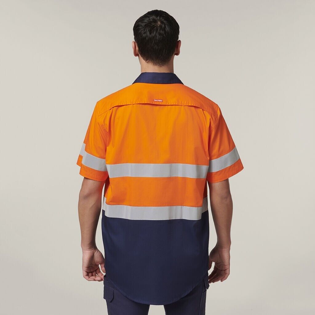 Hard Yakka Mens Short Sleeve HI Vis Reflective 2 Tone Taped Vented Shirt Y07754- Bannav S Bannav LLC 