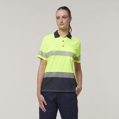 Hard Yakka Womens Safety Work Short Sleeve HI VIS Taped Polo Y08602- Bannav S Bannav LLC 