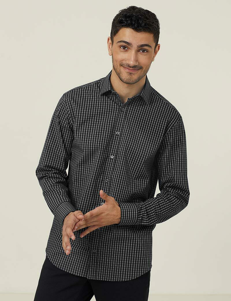NNT Mens Business Long Sleeve Check Shirt Avignon Formal Shirts Comfort CATJDE- Bannav S Bannav LLC 