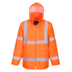 Portwest Mens Hi-Vis Rain Jacket Reflective Taped Hood Work Safety Comfy H440- Bannav S Bannav LLC 