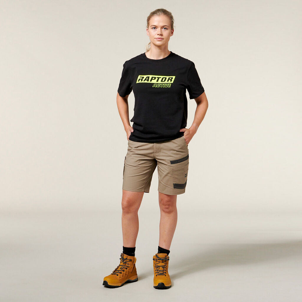 Hard Yakka 4 Pack Womens 3056 Raptor Active Fit Mid Lenght Work Short Y08228- Bannav S Bannav LLC 