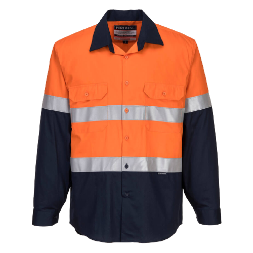 Portwest Flame Resistant Shirt Hi-Vis Work Long Sleeve Closed Front Taped MF101- Bannav S Bannav LLC 