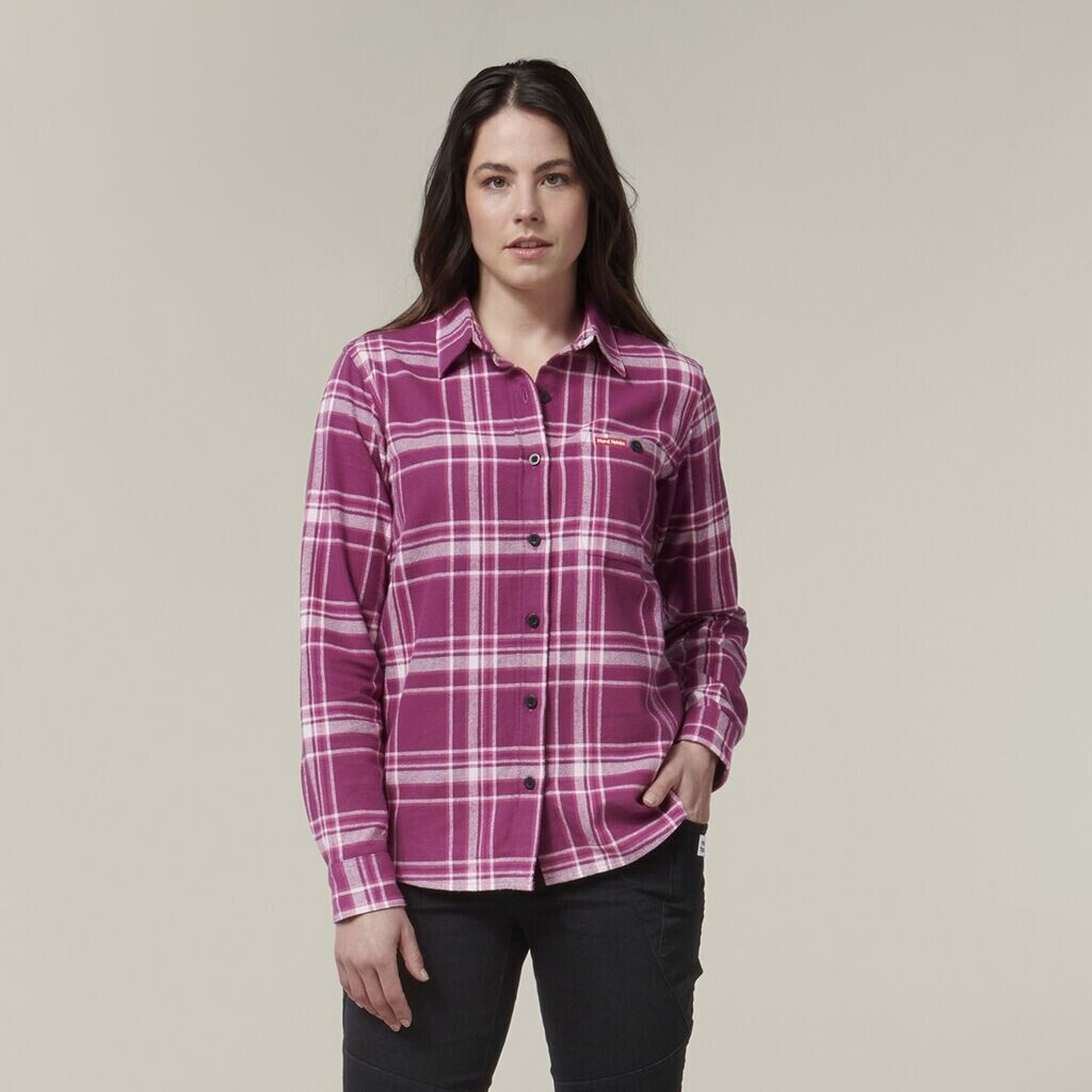 HARD YAKKA Women's Fit Check Flannie Shirt Relaxed Fit Smart Stylish Y08744- Bannav S Bannav LLC 