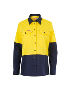 Hard Yakka Womens Long Sleeve HI Vis 2 Tone Reflective Vented Shirt Y08423- Bannav S Bannav LLC 