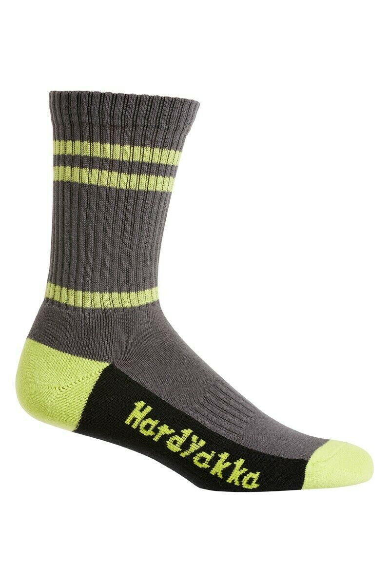 Hard Yakka Cotton Crew Work Socks 5 Pack Logo Athletic Padded Black Y20035- Bannav S Bannav LLC 
