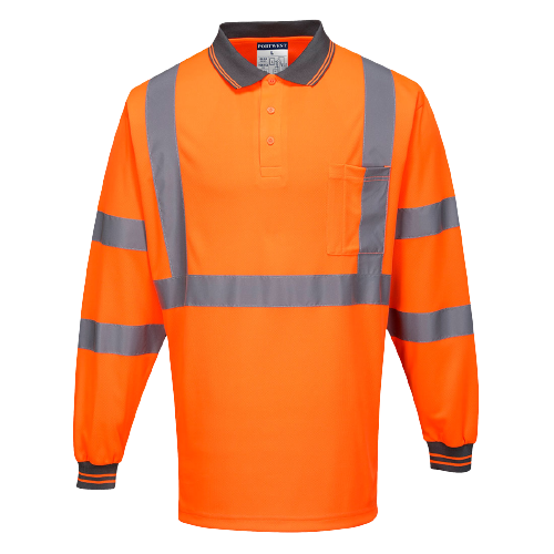 Portwest X Back L/S Polo Breathable Orange Reflective Tape Safety Work MP713- Bannav S Bannav LLC 