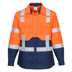 Portwest Ladies Hi-Vis Stretch Long Sleeve Shirt 2 Tone Reflective Safety LS502- Bannav S Bannav LLC 