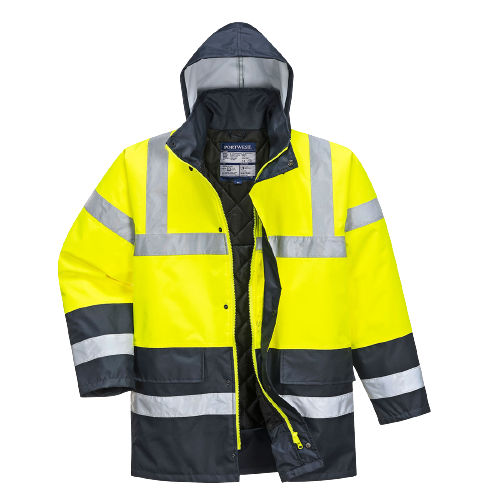 Portwest Hi-Vis Two Tone Traffic Jacket Waterproof Reflective Tape Work S466- Bannav S Bannav LLC 