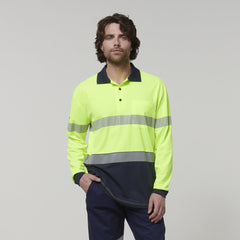 Hard Yakka Mens Safety Work Long Sleeve HI VIS Taped Polo Y19619- Bannav S Bannav LLC 