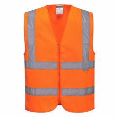 Portwest Mens Hi-Vis Zipped Band & Brace Vest Lightweight Taped Safety Work C375- Bannav S Bannav LLC 