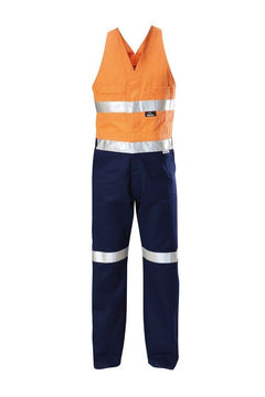 Mens Hard Yakka Hi-Vis 2 Tone Cotton Drill Action Overalls Work Taped Y01055- Bannav S Bannav LLC 