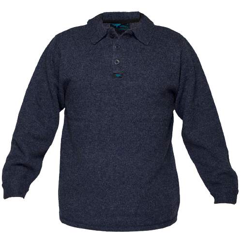 Portwest Wool Knit Jumper Collared Navy Button Opening Long Sleeve MW863- Bannav S Bannav LLC 