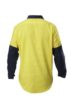 Hard Yakka Shirt Hi-Vis Closed Gusset Long Sleeve Work Safety Cotton Y07984- Bannav S Bannav LLC 