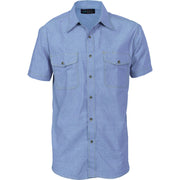 DNC Workwear Mens Twin Flap Pocket Cotton Chambray - Short Sleeve Casual 4103- Bannav S Bannav LLC 