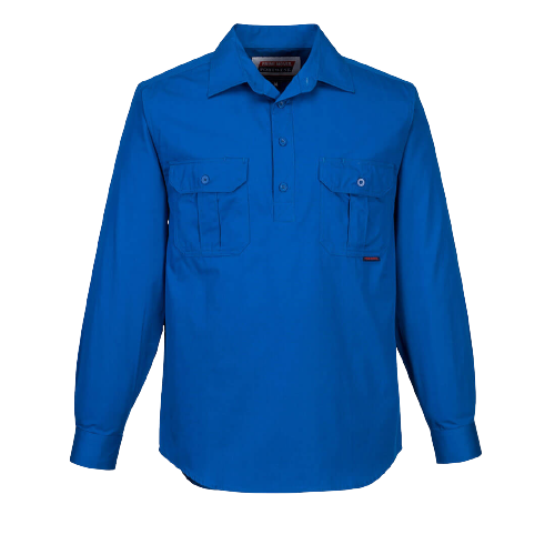 Portwest Adelaide Shirt, Long Sleeve, Light Weight Cotton Polo Shirt MC903- Bannav S Bannav LLC 