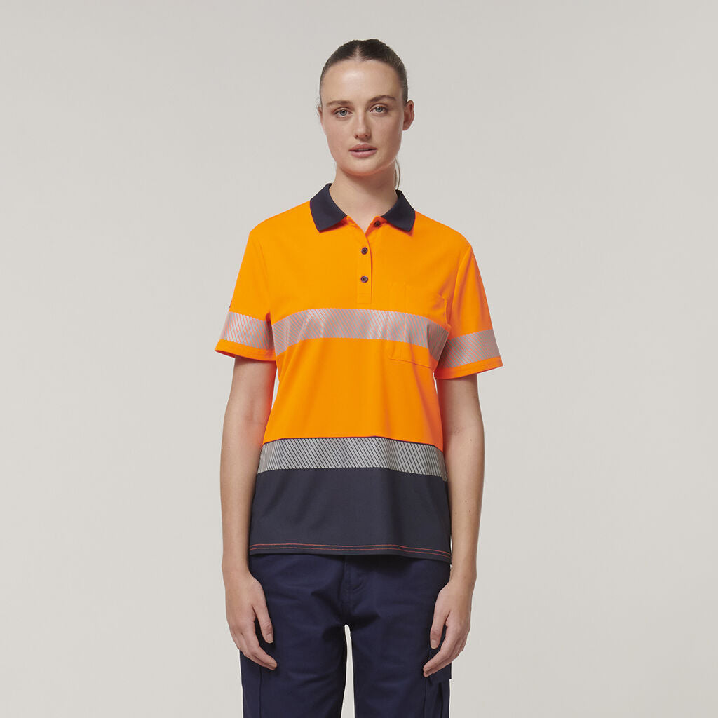 Hard Yakka Womens Short Sleeve HI Vis Reflective Taped Polo Y08602- Bannav S Bannav LLC 