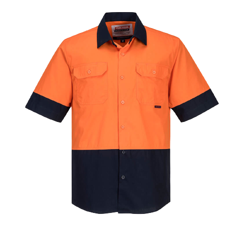 Portwest Hi-Vis Two Tone Lightweight Short Sleeve Shirt Reflective Safety MS802- Bannav S Bannav LLC 
