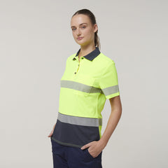 Hard Yakka Womens Short Sleeve HI Vis Reflective Taped Polo Y08602- Bannav S Bannav LLC 