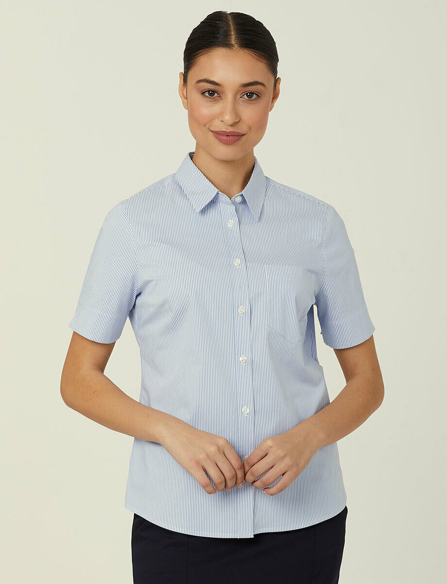 NNT Womens Avignon Stripe Short Sleeve Slim Casual Shirt Regular Business CATUK5- Bannav S Bannav LLC 