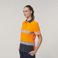 Hard Yakka Womens Safety Work Short Sleeve HI VIS Taped Polo Y08602- Bannav S Bannav LLC 