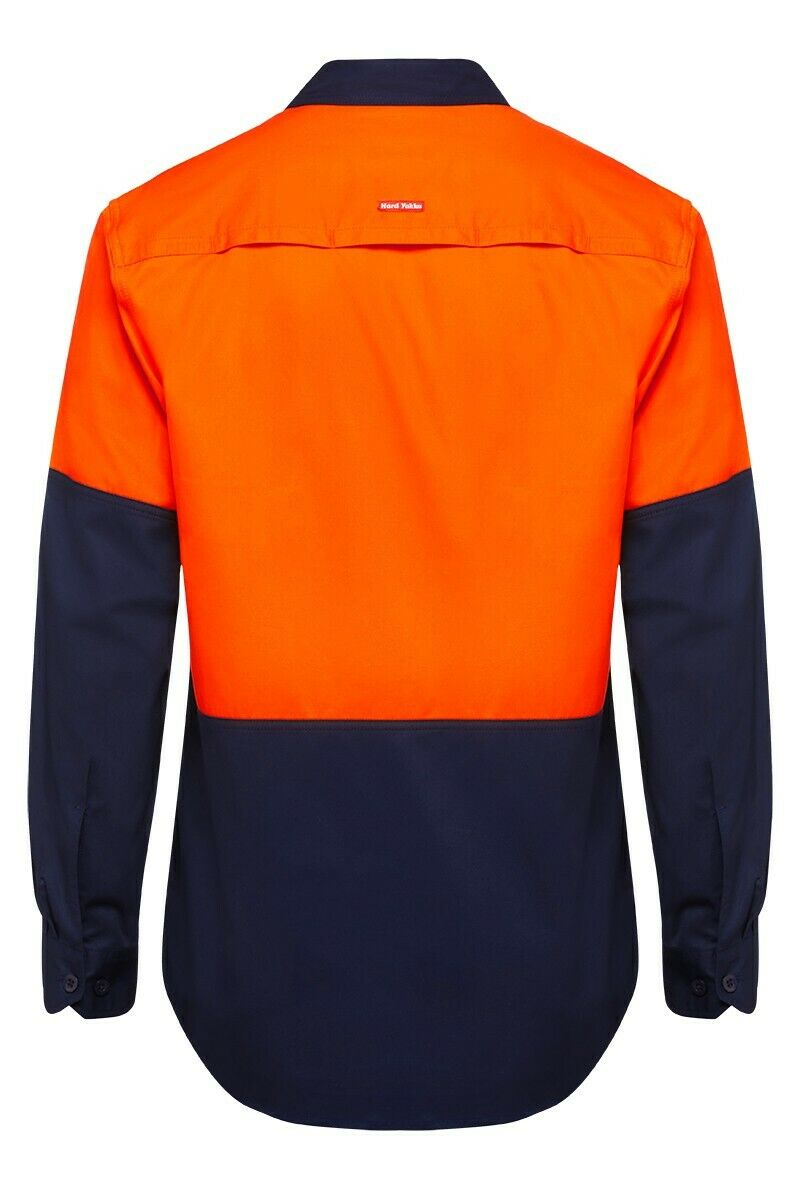 Hard Yakka Core Hi-Vis Vented Cotton Twill Work Long Sleeve Shirt Y07950- Bannav S Bannav LLC 