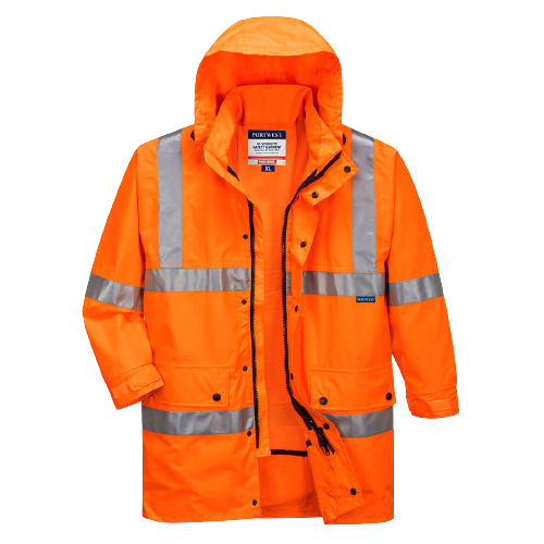Portwest Argyle Full Hi-Vis Rain Jacket with Tape 2 Tone Work Safety MF306- Bannav S Bannav LLC 